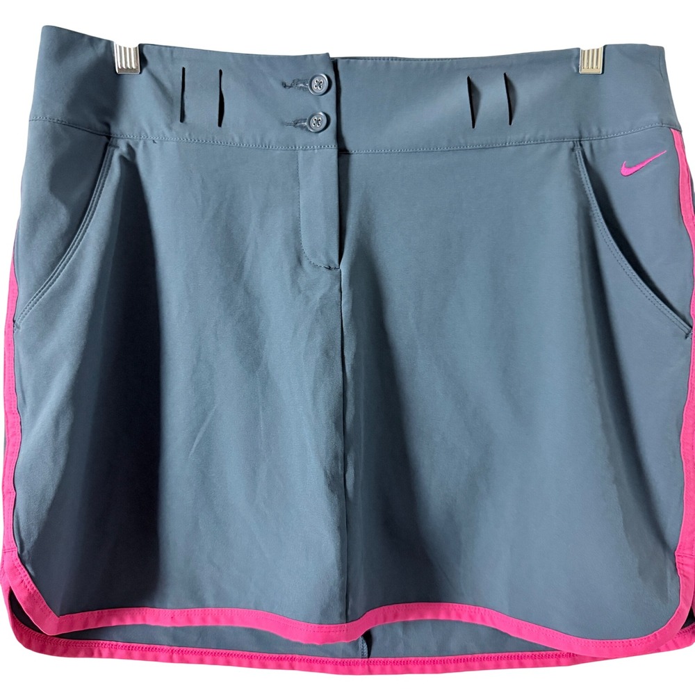 Nike Golf Skort Dri-FIT Women 12 Slate Blue Pink Tour Performance Active Skirt